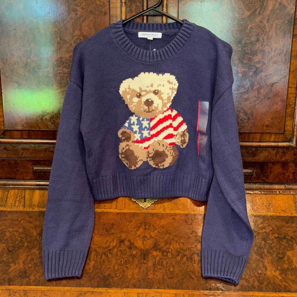 Grayson Threads Navy Blue Bear Sweater